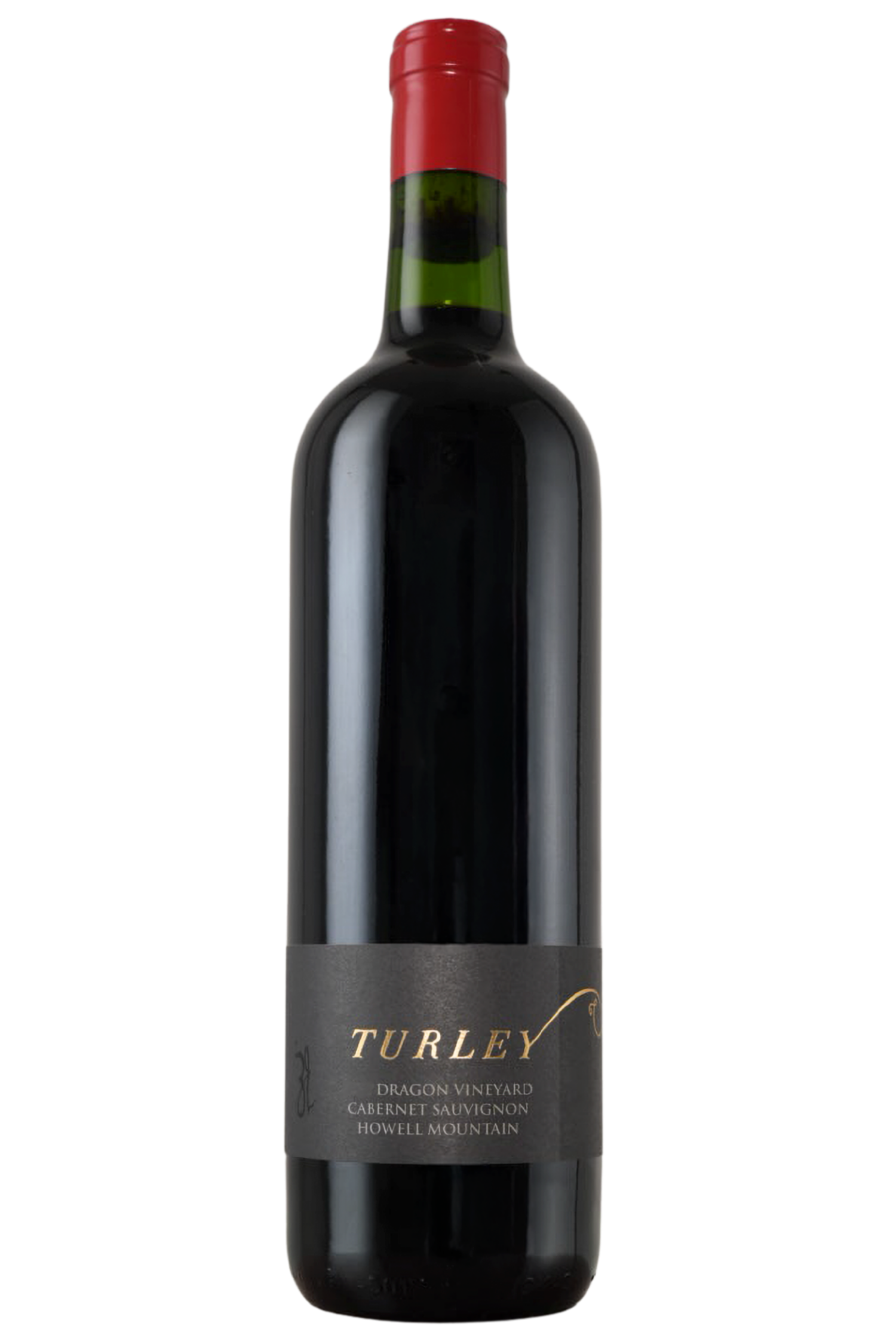 A bottle of 2015 Dragon Vineyard Cabernet Sauvignon Howell Mountain, with a dark label and red foil capsule—a standout Napa Valley mountain wine.