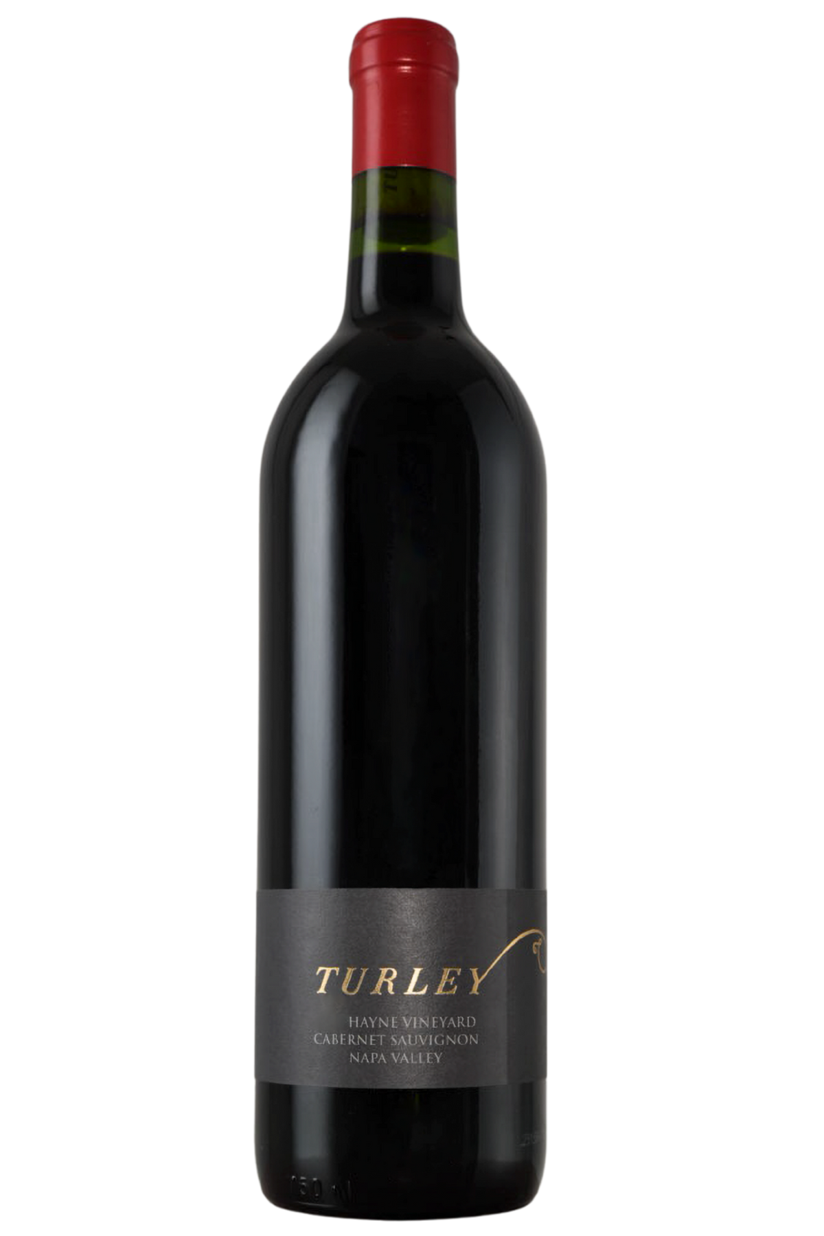 A bottle of 2023 Hayne Vineyard Cabernet Sauvignon Napa Valley, featuring a dark label and a red foil capsule over the cork, set against a plain white background.